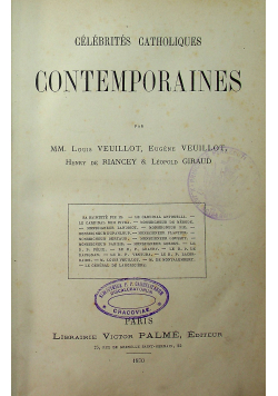 Celebrites catholiques contempotaines 1870