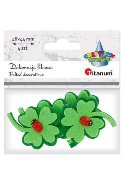 Filcowe dekoracje 3D koniczyny zielone 4szt