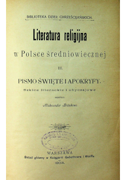 Literatura religijna w Polsce średniowiecznej II 1903 r