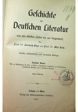 Geschichte der Deutschen Literatur Zweiter Band 1907 r