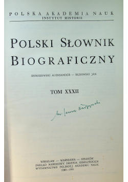 Polski słownik biograficzny tom XXXII