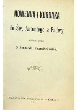 Nowenna i koronka do św Antoniego z Padwy 1902