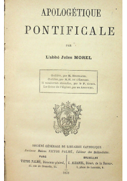 Apologetique Pontificale 1878 r.