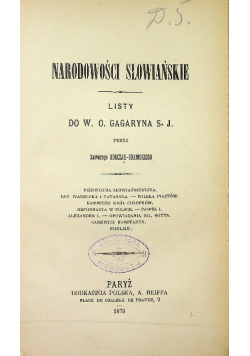 Narodowości Słowiańskie - Listy do Gagaryna, 1879 r.