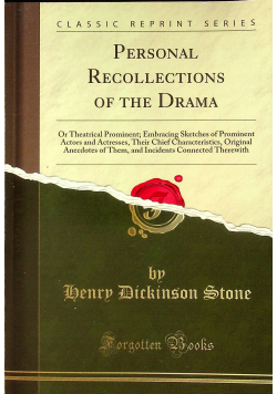 Personal Recollections of the Drama reprint z1873 r.