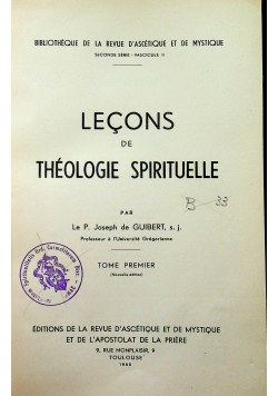 Lecons  de Theologie Spirituelle