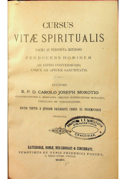 Curus vitae spiritualis  1905 r