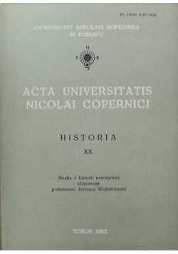 Acta Universitatis Nicolai Copernici Historia XX