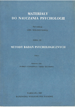 Materiały do nauczania psychologii Seria III Tom 4