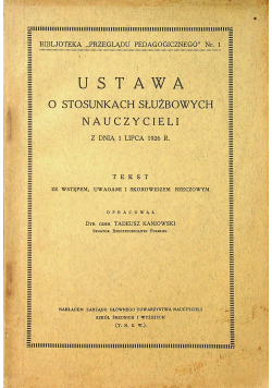Ustawa o stosunkach służbowych nauczycieli z dnia 1 lipca 1926 r