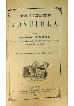 O istocie i znaczeniu kościoła 1867 r