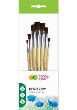 Pędzle szkolne pony płaskie 7szt HAPPY COLOR