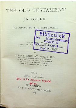 The Old Testament in Greek Vol 1 1909 r