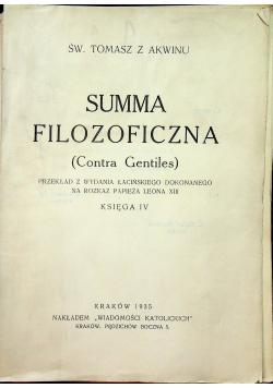 Suma filozoficzna 1935 r Księga IV