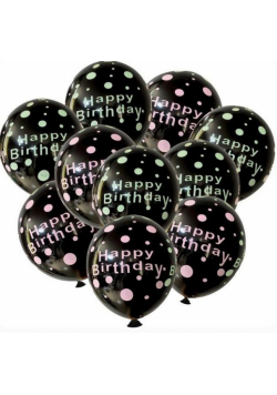 Zestaw balonów Happy Birthday czarne 11el