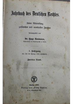 Jahrbuch des Deutschen Rechtes Zweiter Band 1905 r.