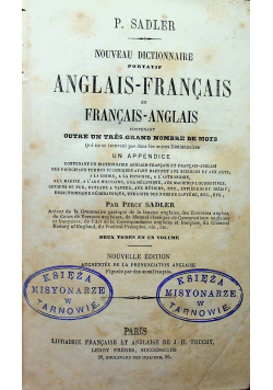 Nouveau Dictionnaire Portatif Anglais Francais et Francais Anglais 1867 r.