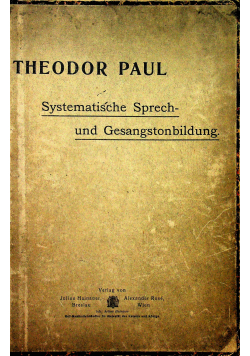 Systematische Sprech und Gesangstonbildung