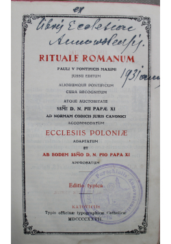 Rituale Romanum Ecclesiis Poloniae 1927 r.