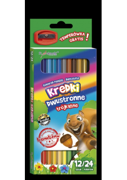 Kredki szkolne Bambino trójkątne dwustronne 12 sztuk/24 kolory + temperówka