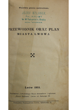 Przewodnik oraz plan miasta Lwowa 1931 r.