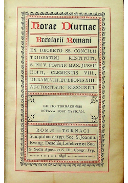 Horae Diurnae Breviarii Romani 1898 r.
