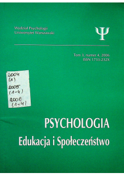 Psychologia Edukacja i Społeczeństwo tom 3 nr 4