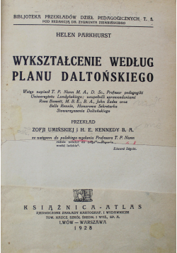 Wykształcenie według planu Daltońskiego 1928 r