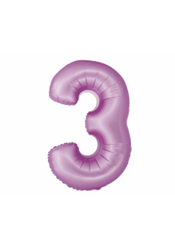 Balon foliowy Smart cyfra 3 lawendowy matowy 76cm