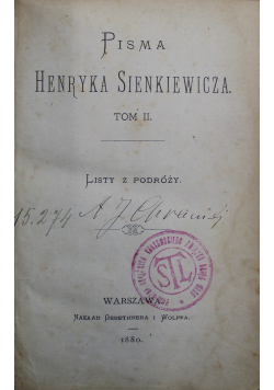 Pisma Tom II Listy z podróży 1880 r.