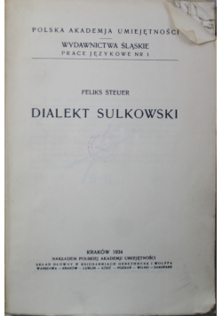 Dialekt Sulkowski 1934 r