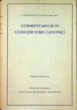 Commentarium in Codicem Iuris Canonici Tom III