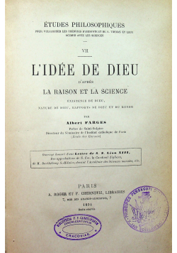 Etudes Philosophiques VII L' idee de Dieu 1894 r.