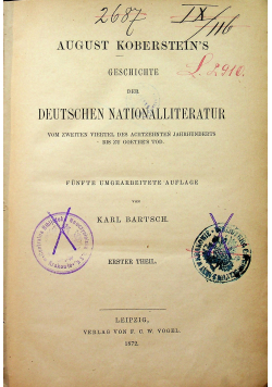 Geschichte der Deutschen Nationalliteratur 1880 r.