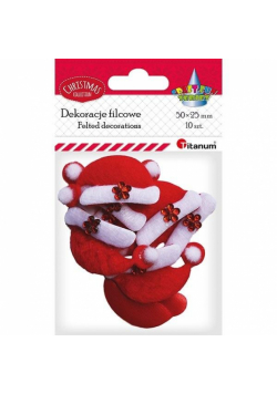 Dekoracje filcowe czapka Mikołaja 50x25mm 10szt
