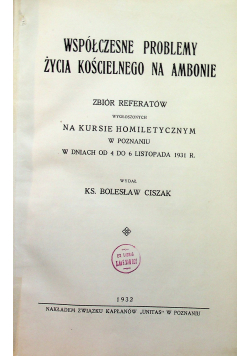 Współczesne problemy życia kościelnego na Ambonie 1932 r.