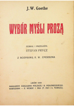 Wybór Myśli Prozą, 1910 r.