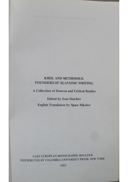 Kiril and Methodius Founers of Slavonic Writing
