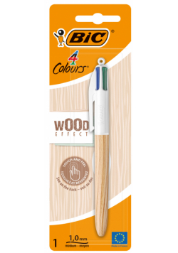Długopis BIC 4 Colours Wood Style AST mix wzorów 1 sztuka blister