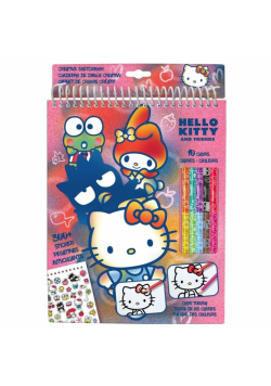 Zestaw kreatywny z kredkami 10 kolorów oraz naklejkami Hello Kitty HK50144