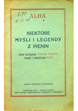 Niektóre myśli i legendy z Pienin 1922 r.