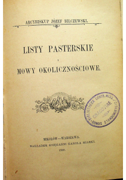 Listy pasterskie mowy okolicznościowe 1908 r.
