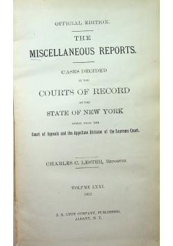 The Miscellaneous Reports 1911 r.