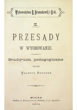 Przesądy w wychowaniu 1881