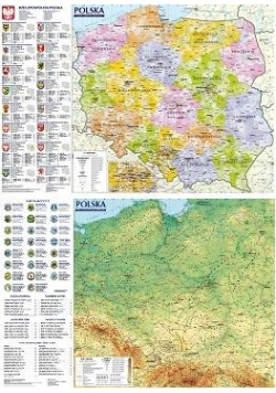 Mapa ścienna. Polska administracyjno-samochodowa..