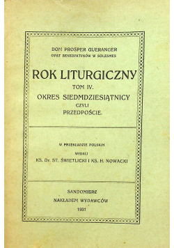Rok liturgiczny Tom IV 1931 r.