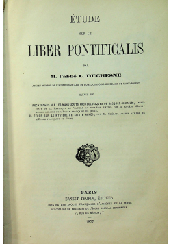 Etude sur le Liber Pontificalis 1877r.