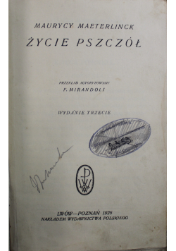 Życie pszczół 1926r