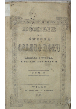 Homilie na święta całego roku Tom II 1844 r.