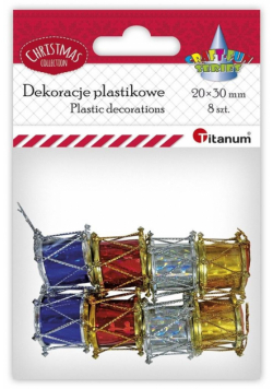 Dekoracje plastikowe bębenek Xmass 20x30mm 8szt